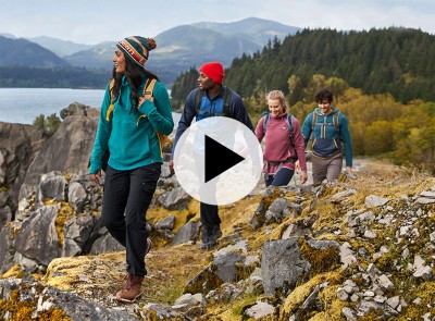 Hikers looking off at the horizon.