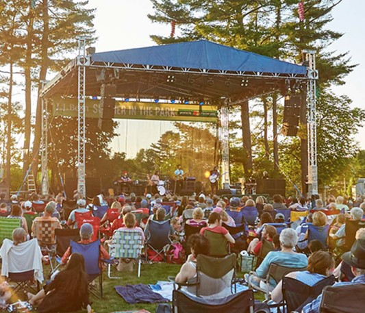 The outdoor stage in Discovery Park at the L.L.Bean Flagship store.