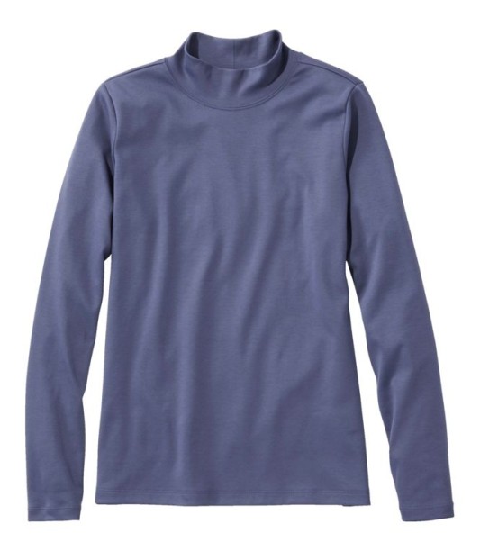 Women's Pima Cotton Tee, Long-Sleeve Mockneck 