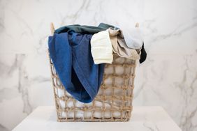 Laundry basket with clothes