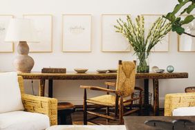 bright desk area with textured furniture