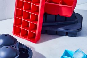 red and blue ice cube trays stacked