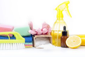 eco-friendly cleaning products on table