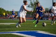 Scenes from Plainwell girls soccer's 3-0 victory over Vicksburg on Wednesday, May 8, 2024. The Trojans' victory meant a fourth straight Wolverine Conference title.