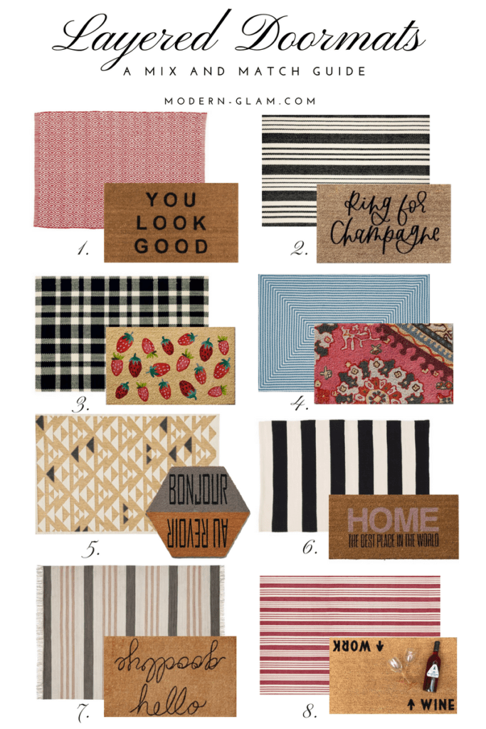 Layered Doormats - a mix and match guide. Front porch styling. Front porch decorating. Doormats and rugs.