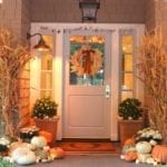 autumn front door at night