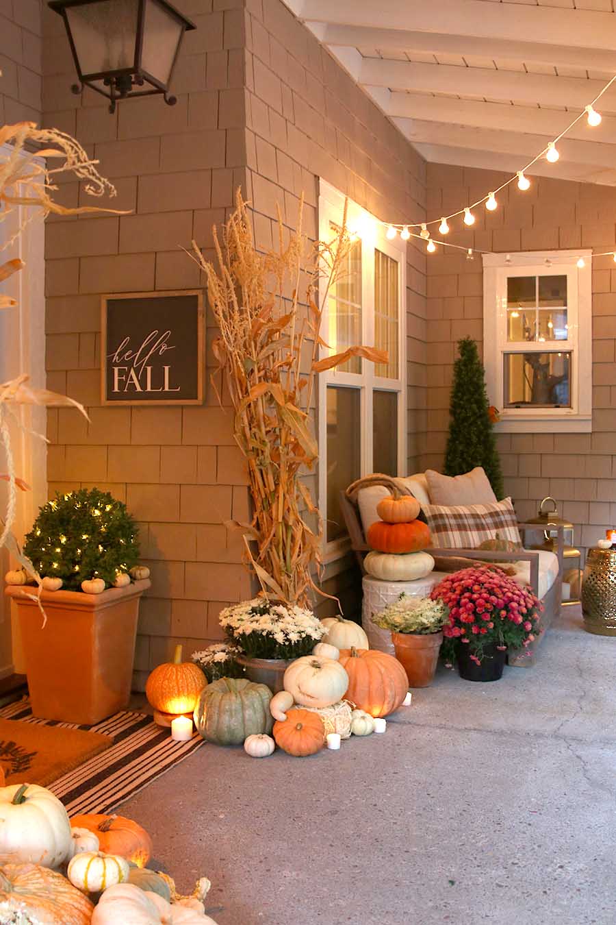 Neutral fall Porch decorating ideas