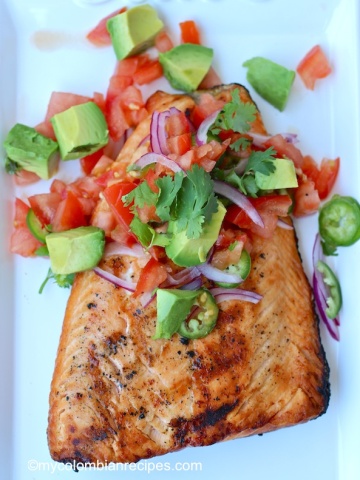 Grilled Salmon with Fresh Tomato and Avocado Salsa