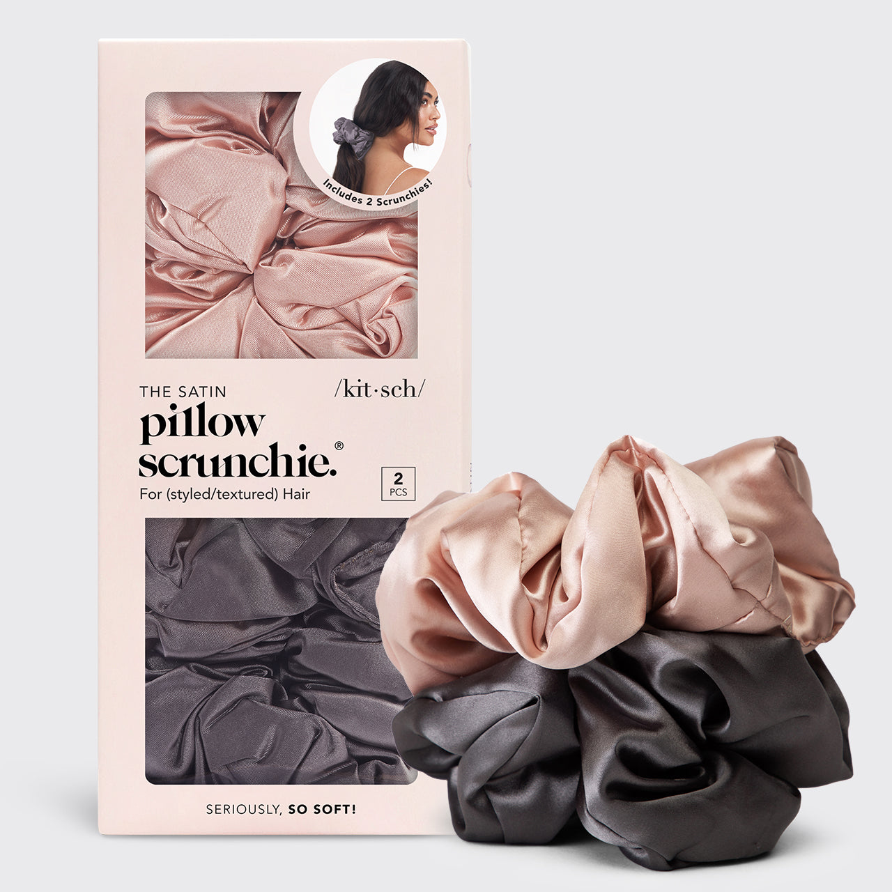 Szatén alvópárna Scrunchies - Blush/Szürke