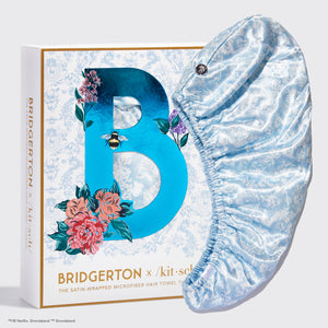 Bridgerton x Kitsch satinindpakket hårhåndklæde - Toile De Blue