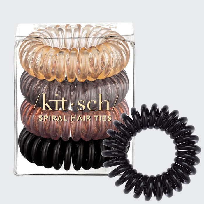 Spiral Hair Ties 4 Pack - Brunette