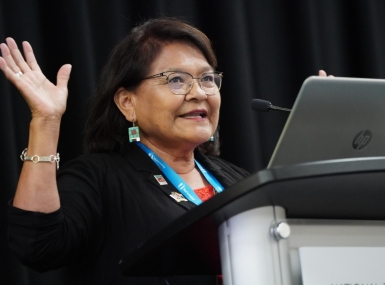 Coconino County, Ariz. Supervisor Lena Fowler tells members of the Arts and Culture Commission about the benefits of cultural tourism. Photo by Leon Lawrence III