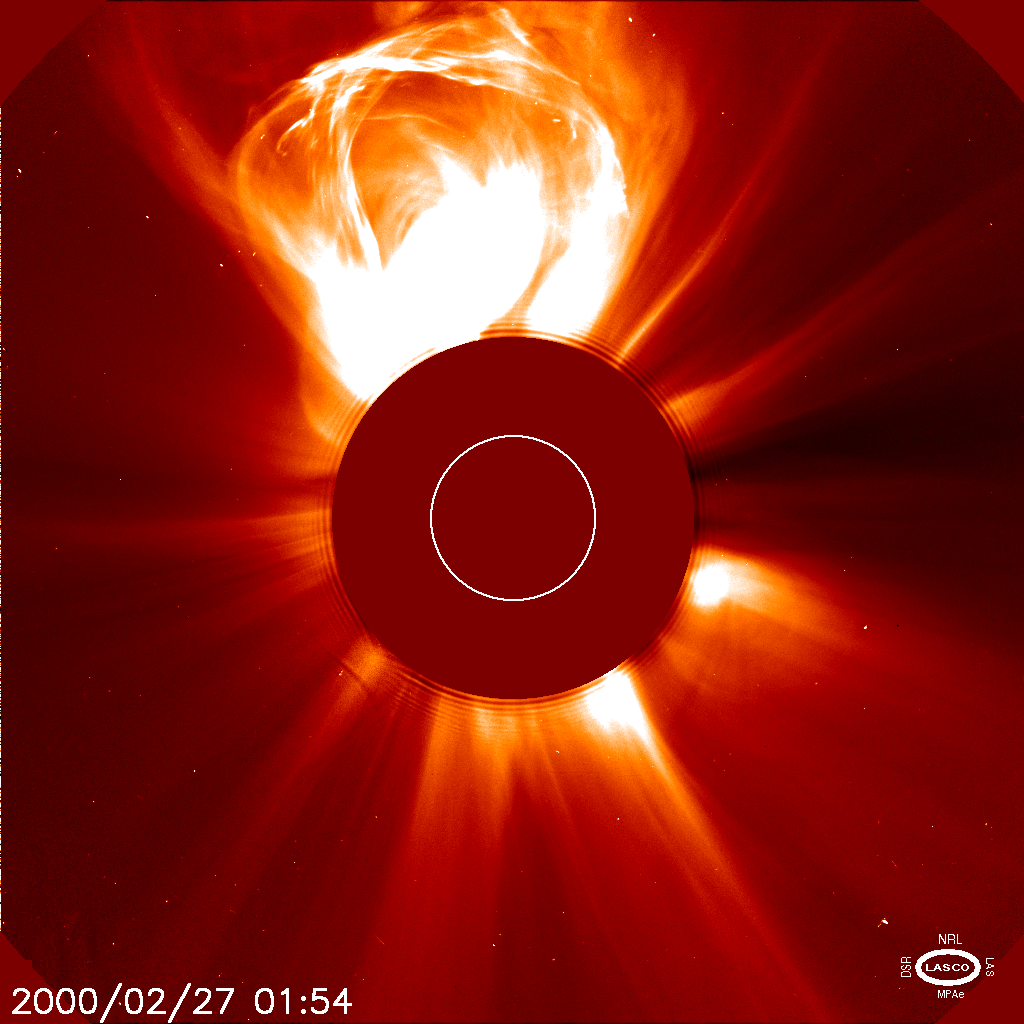 "An image with bright light originating from the North pole of the Sun.