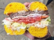 A bagel burger from Bagels n' Cream in Robbinsville. (Jeremy Schneider | NJ Advance Media for NJ.com)