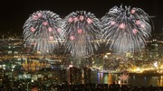 Macy's Fourth of July fireworks light up the sky over the East River, Saturday, July 4, 2015 in New York in a view from One World Observatory. (AP Photo/Mark Lennihan)