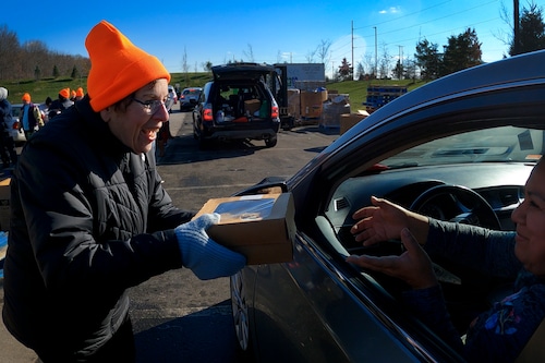 Trenton Area Soup Kitchen (TASK) and Rise drive-thru food distribution