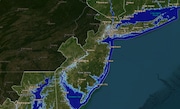 NOAA's sea level rise interactive map shows how New Jersey could be impacted by climate change. Here, the map is set at 3 feet of level rise, which experts predict could inundate the United States coastline by the end of this century.