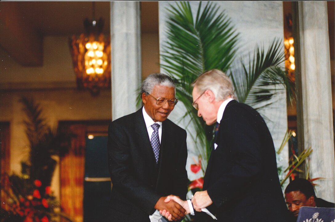 Nelson Mandela at the Nobel Peace Prize award ceremony