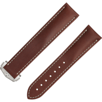 Two-piece strap - Brown leather strap with foldover clasp - 032CUZ006728W