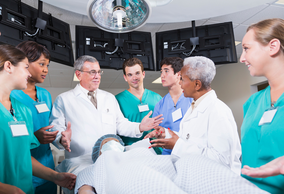 medical team in hands-on learning lab