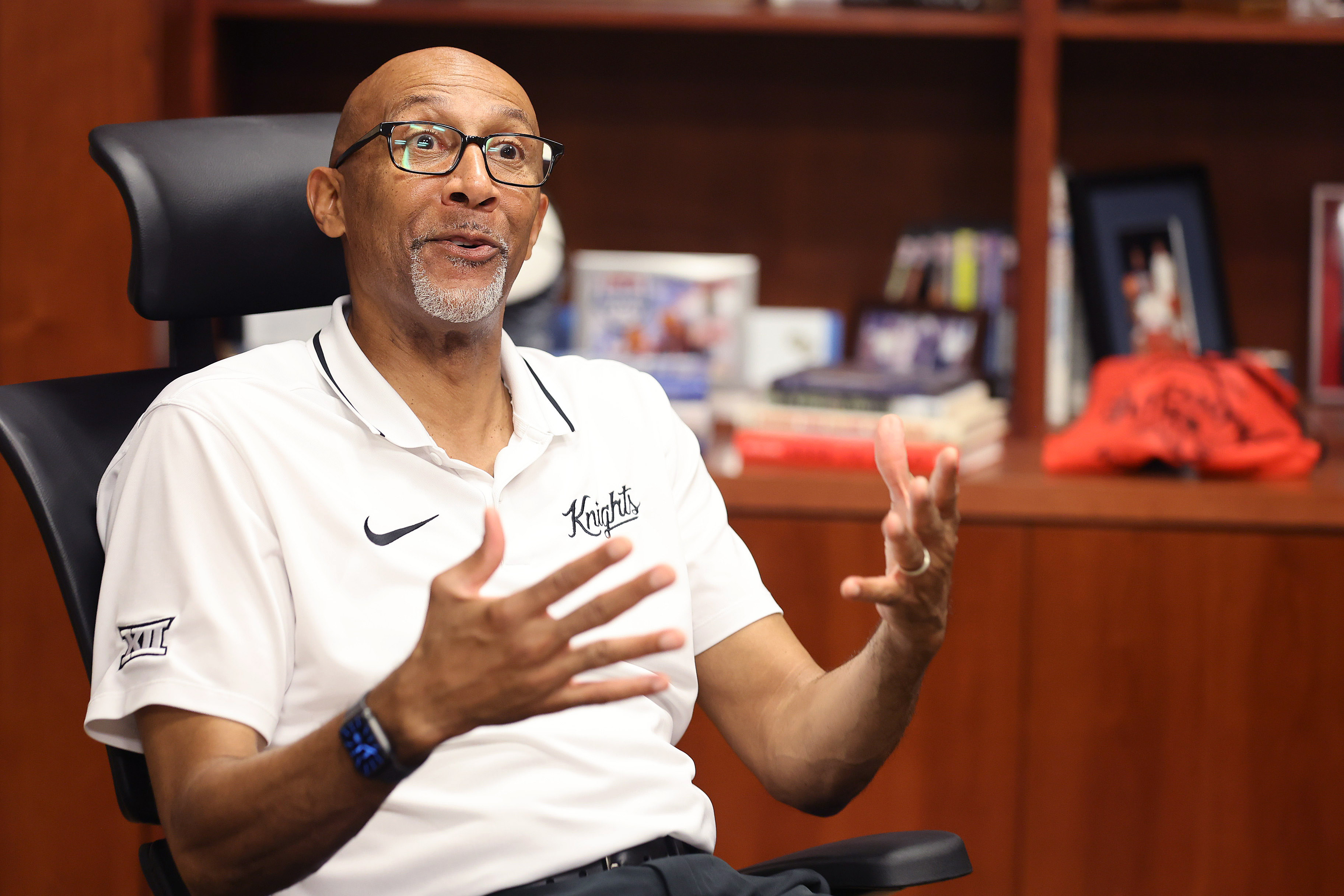 UCF men's basketball coach Johnny Dawkins discusses his team's approach to using the NCAA transfer portal to rebuild their roster. (Stephen M. Dowell/Orlando Sentinel)