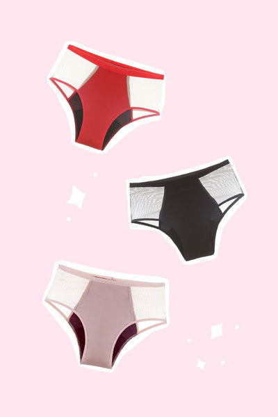 kit hot pant vermelha - fluxo intenso - 3 unidades - pantys calcinhaabsorvente calcinhamenstrual