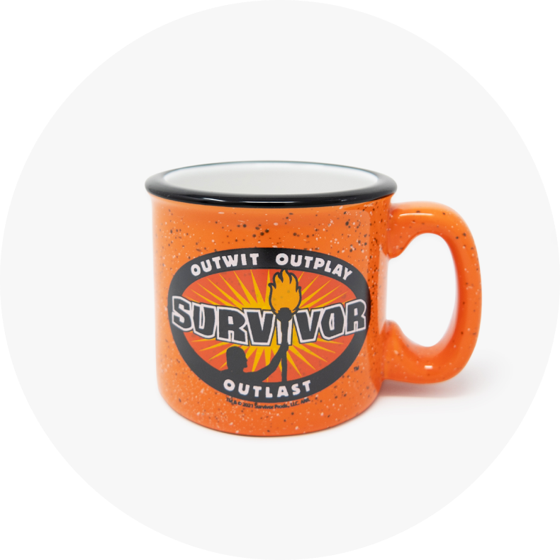 Survivor Outwit, Outplay, Outlast Taza de fogata de 15 oz