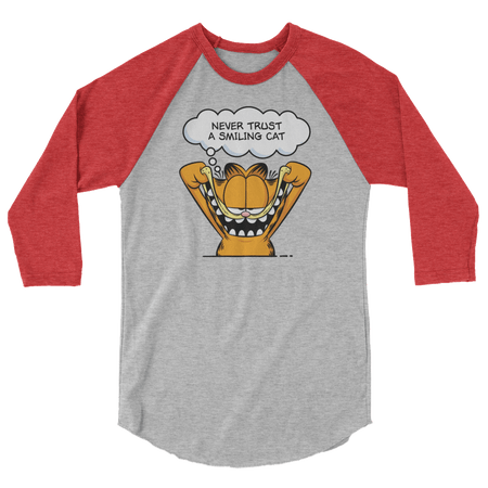 Garfield Smiling Cat Unisex 3/4 Sleeve Raglan Shirt - Paramount Shop