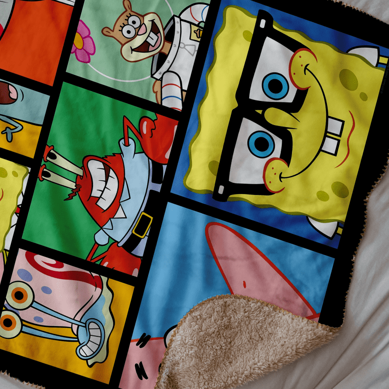 Spongebob Schwammkopf Charaktere Grid Sherpa Decke - 50