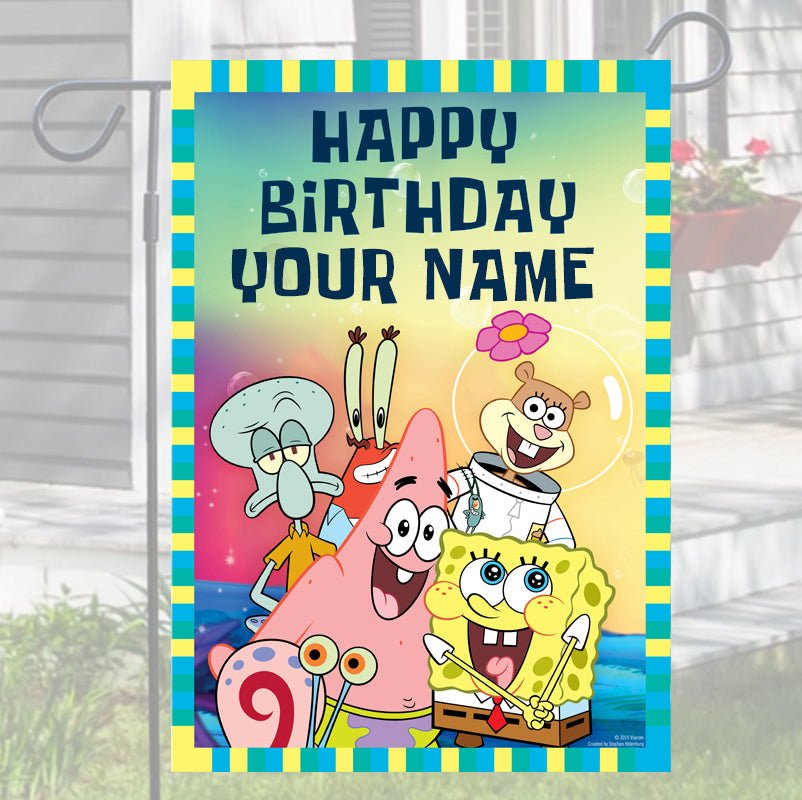 Spongebob Squarepants Group Shot Personalized Flag - Paramount Shop