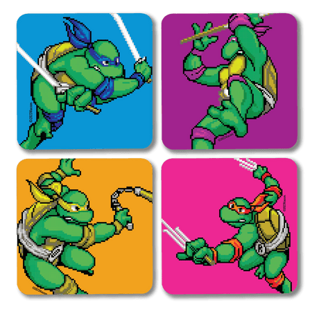 Teenage Mutant Ninja Turtles Ninjas Battle Stance Coasters with Mahogany Holder - Set of 4 - Paramount Shop