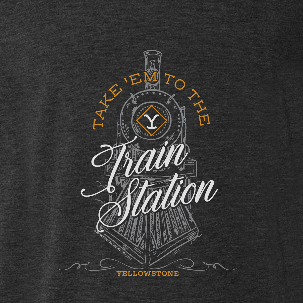 Yellowstone Take 'Em To The Train Station Adult Tri - Blend T - Shirt - Paramount Shop