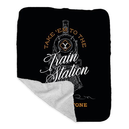 Yellowstone Take 'Em To The Train Station Sherpa Blanket - Paramount Shop