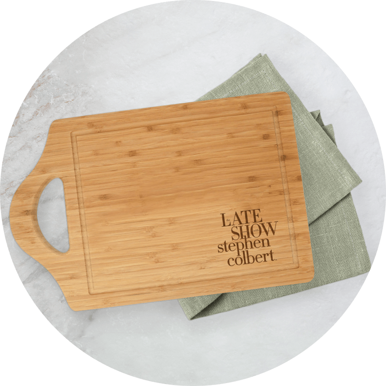 The Late Show avec Stephen Colbert Logo Laser Laser gravé Bamboo Cutting Board