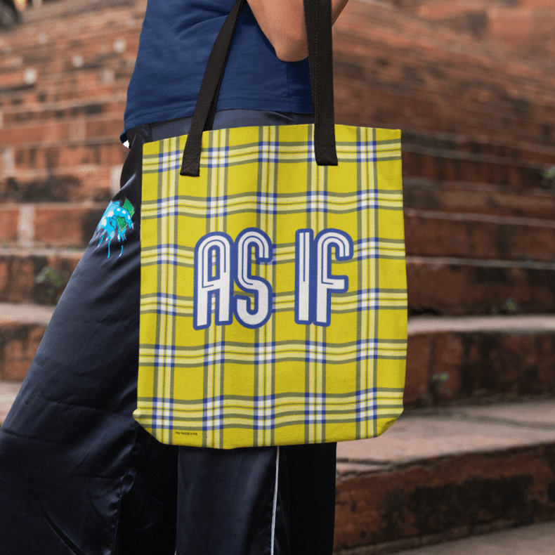 Sac fourre-tout à carreaux jaune sans cale