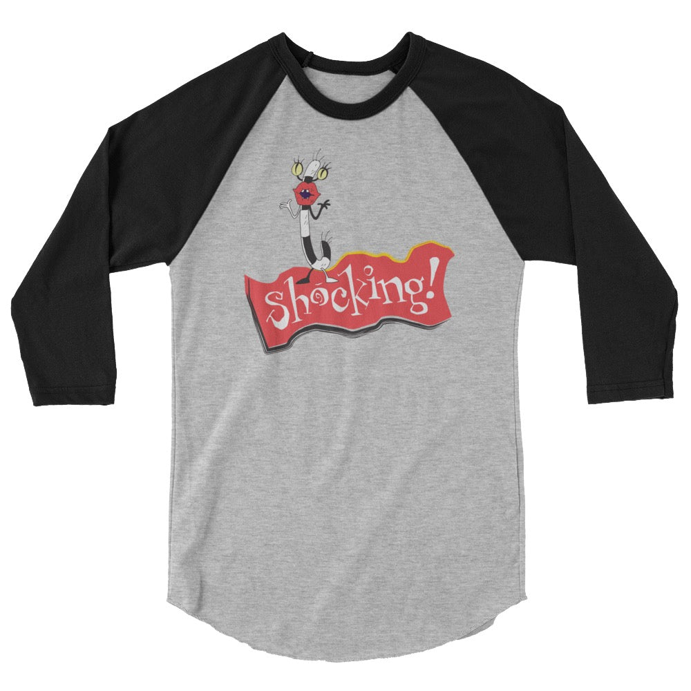 Aaahh!!! Real Monsters Oblina Shocking! Unisex 3/4 Sleeve Raglan Shirt - Paramount Shop