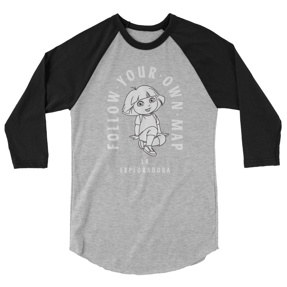 Dora the Explorer Follow Your Own Map Unisex 3/4 Sleeve Raglan Shirt - Paramount Shop