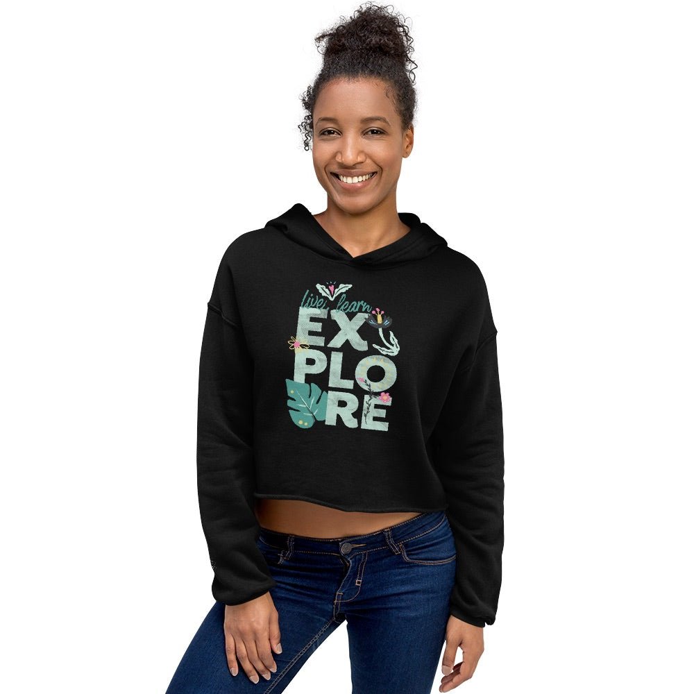 Dora the Explorer Live, Learn, Explore Women's Fleece Crop Hooded Sweatshirt - Paramount Shop