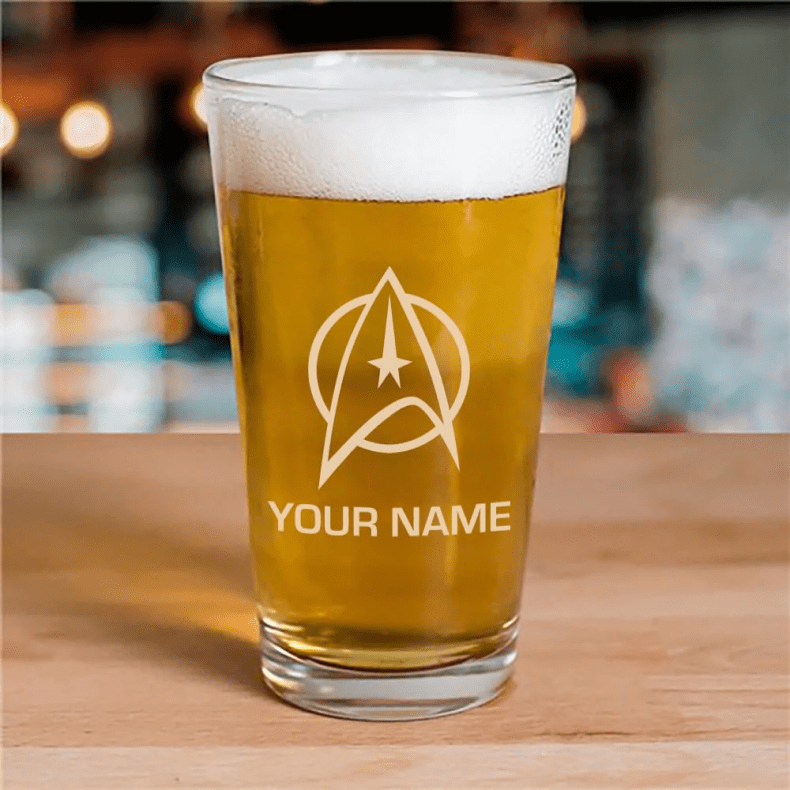 Star Trek: The Original Series Delta Personalizado Vaso de pinta grabado con láser