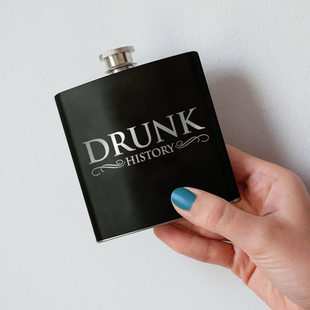 Drunk History Logo Laser Engraved Flask - Paramount Shop