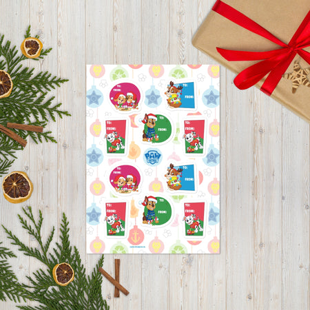 Paw Patrol Christmas Gift Label Sticker Sheet - Paramount Shop