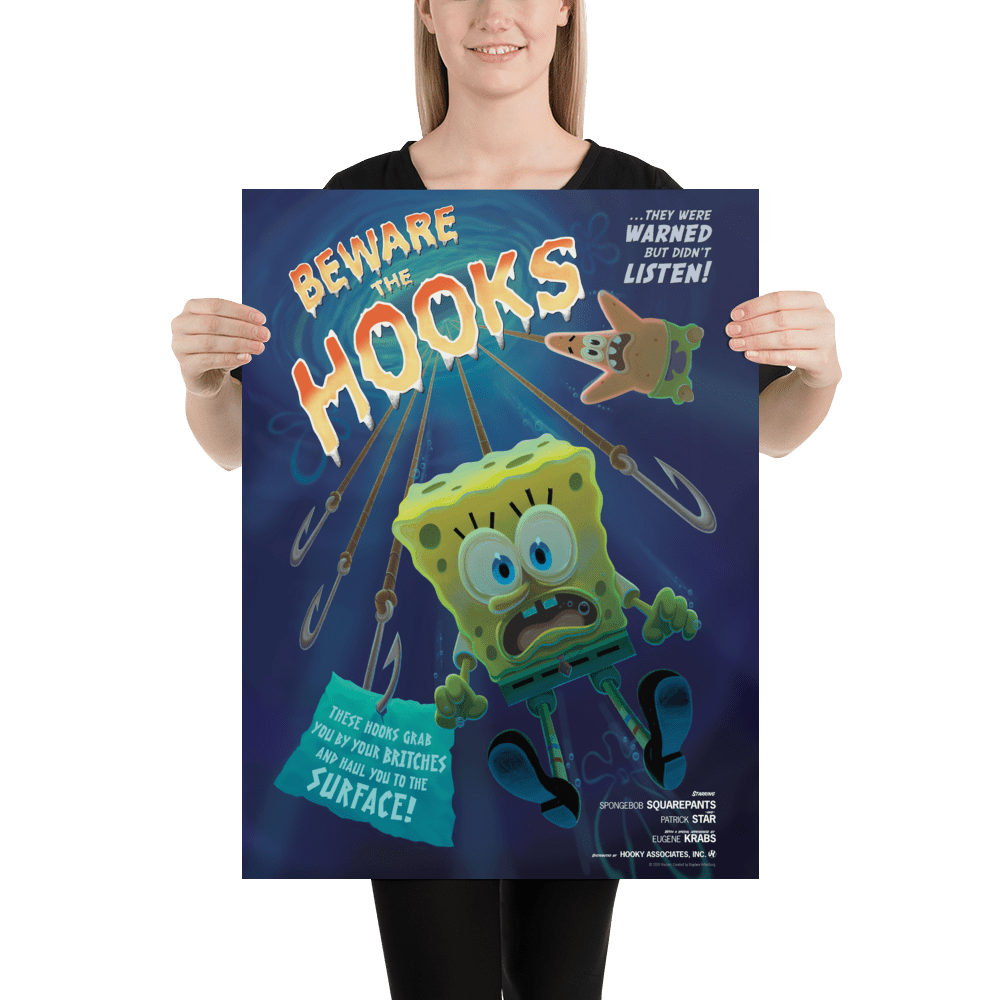 SpongeBob SquarePants Beware the Hooks Premium Satin Poster - Paramount Shop