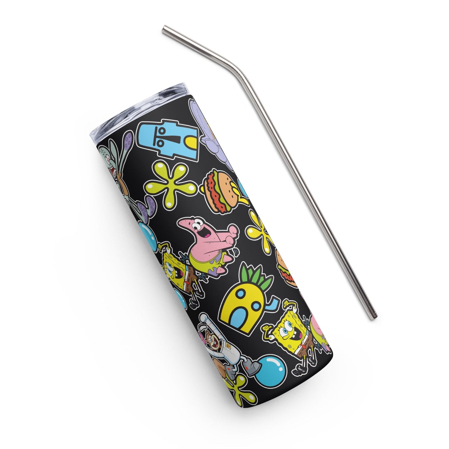 SpongeBob Squarepants Characters Stainless Steel Tumbler with Straw - Paramount Shop