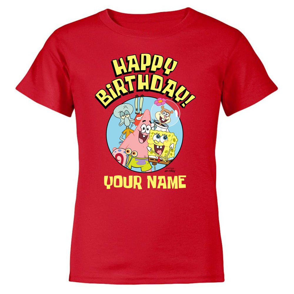 SpongeBob SquarePants Group Shot Personalized Kids Short Sleeve T - Shirt - Paramount Shop