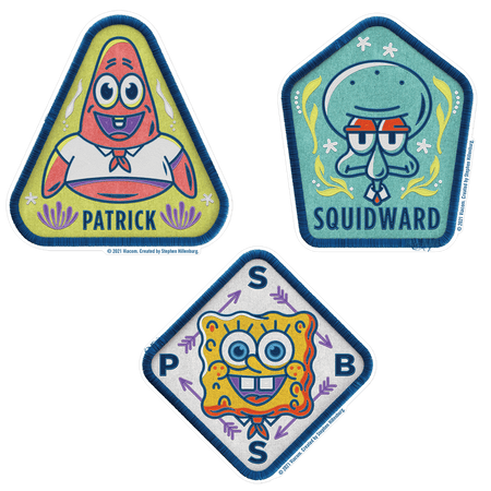 SpongeBob SquarePants Kamp Koral Character Badge Stickers Pack of 3 - Paramount Shop