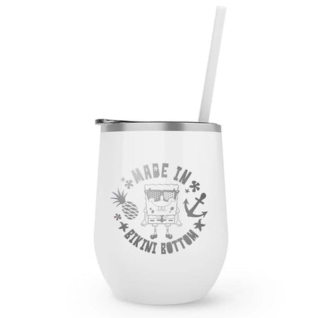 SpongeBob SquarePants Made in Bikini Bottom Laser Engraved Wine Tumbler with Straw - Paramount Shop