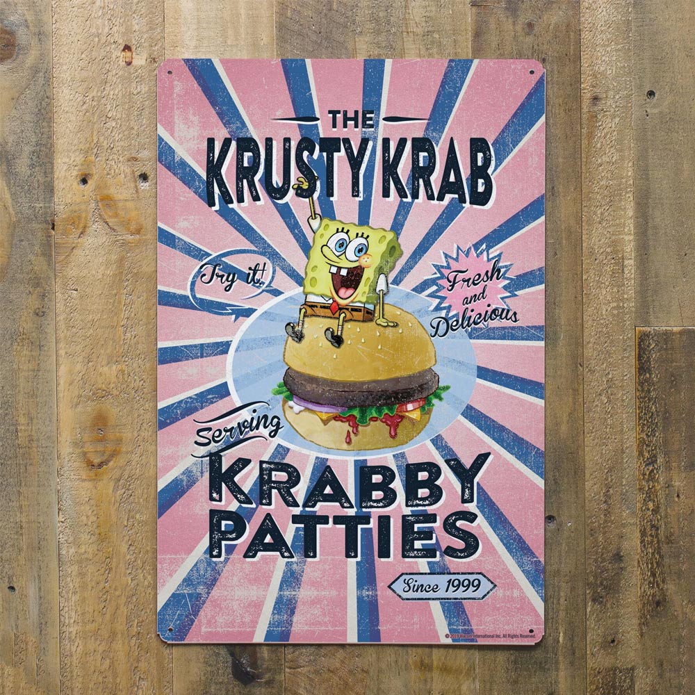 SpongeBob SquarePants The Krusty Krab Krabby Patties Metal Sign - 12" x 18" - Paramount Shop