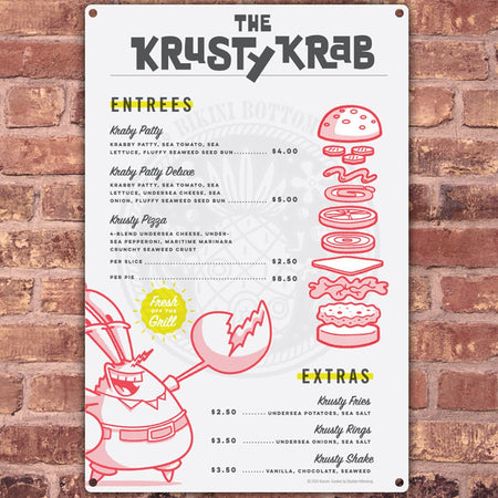 SpongeBob SquarePants The Krusty Krab Menu Metal Sign - Paramount Shop