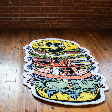 SpongeBob SquarePants x Noreen Seabrook Handmade Krabby Patty Custom Rug - Paramount Shop