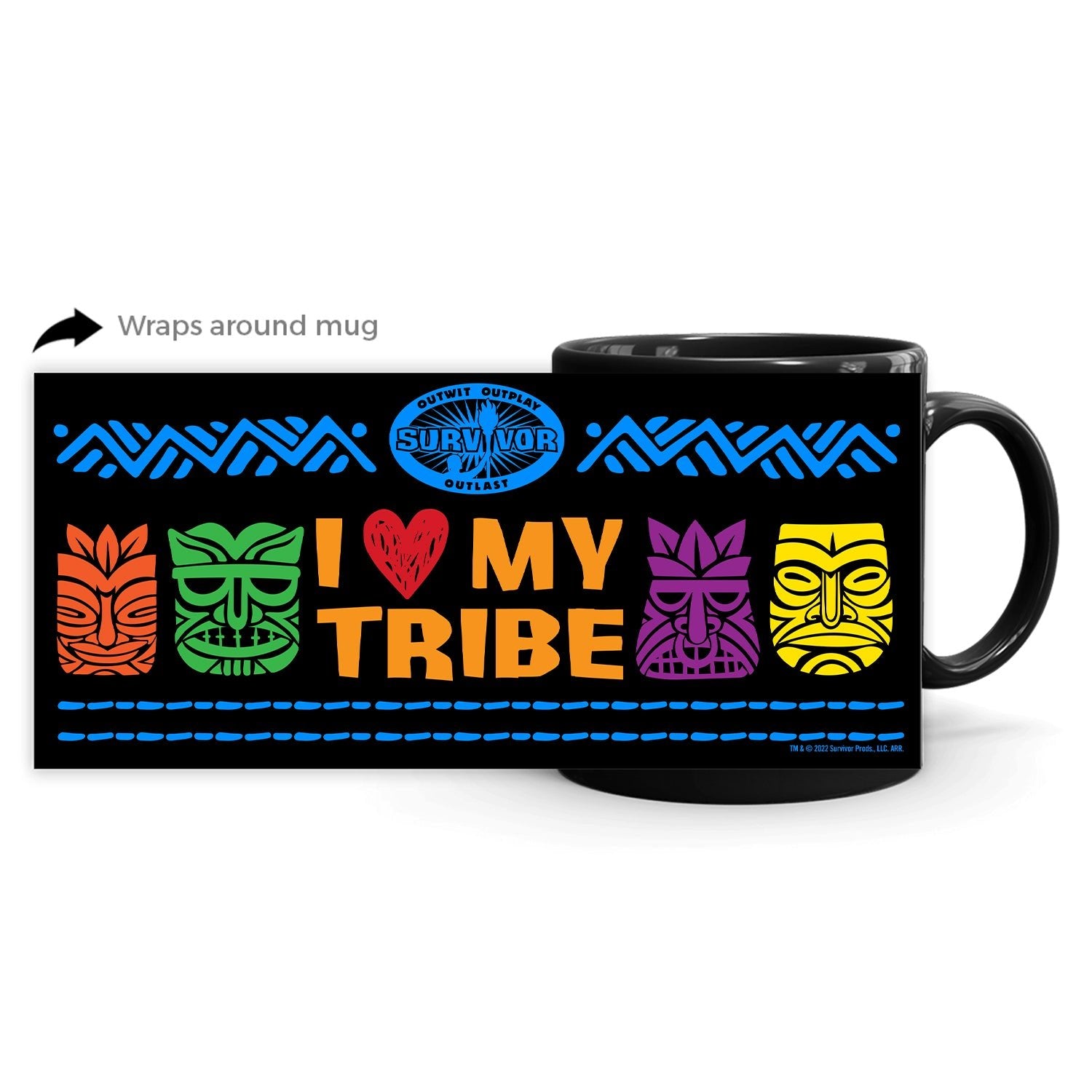 Survivor I Love My Tribe Black Mug - Paramount Shop